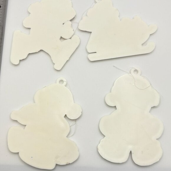 Vintage Bear Christmas Ornaments Set of 4 Skating Sledding Drummer - Picture 2 of 7